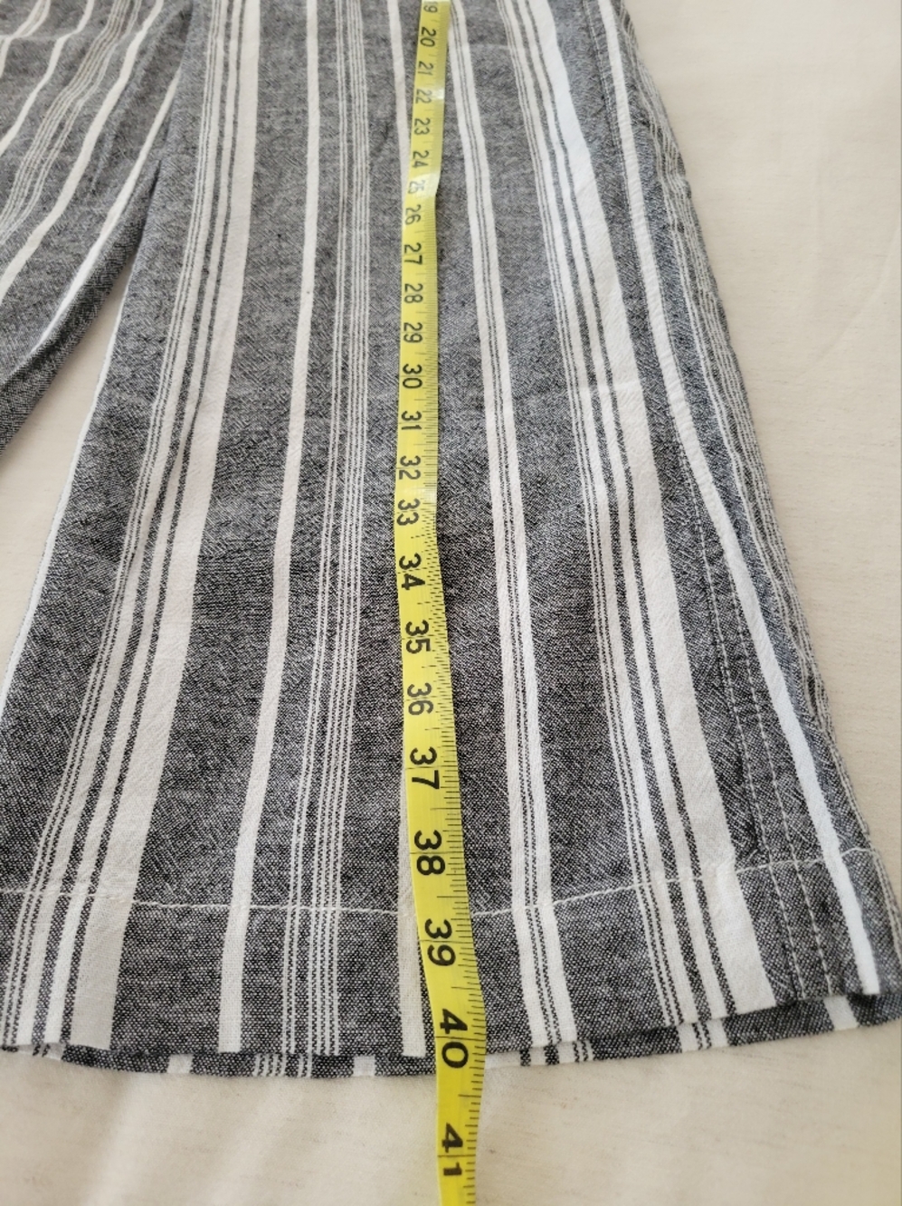 Womens NWT Size Large Striped Wide Leg Drawstring Pants - Black & White - Picture 5 of 7